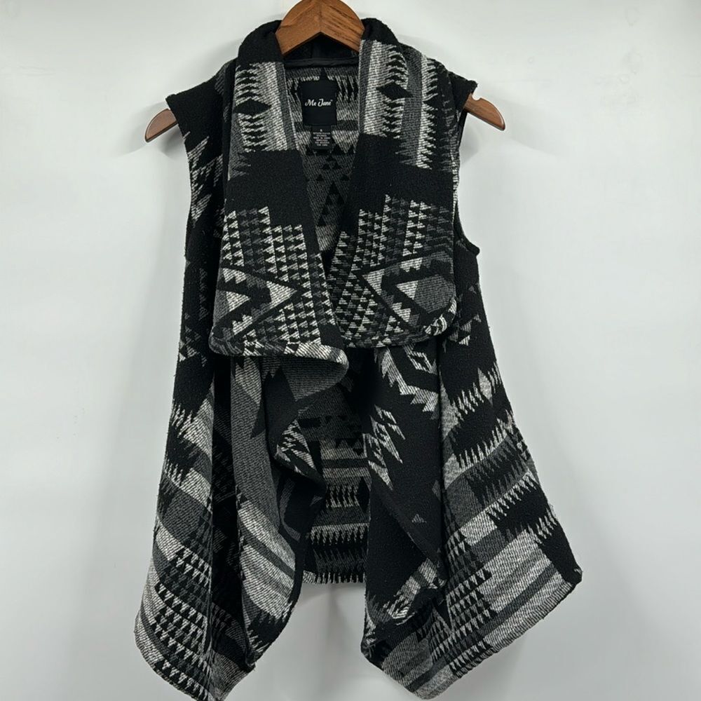 Me Jane Wool Aztec Waterfall Cardigan Sweater Small Bohemian